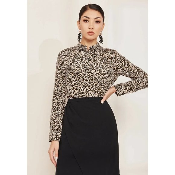 J.Crew Top Leopard Print 100% Silk Button Down Long Sleeve - Picture 1 of 13